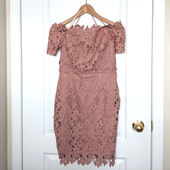 NWOT Design Lab Dusty Pink/Rose Lace dress - Picture 4 of 12